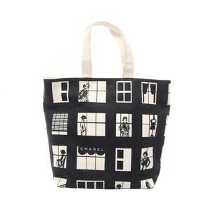 CHANEL Black Canvas Tote Bag